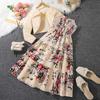 Conjunto Popular de Ropa para Niñas para Primavera, Nuevo Estilo Europeo y Americano, Chaqueta Cardigan de Manga Larga a la Moda, Vestido de Tirantes con Estampado Floral Dulce