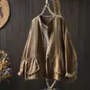 Camisa de Gasa de Algodón de Doble Capa con Bolsillo Grande para Mujer, Tallas Grandes, Holgada y Adelgazante, Nueva Camisa Artística Casual de Primavera y Otoño para Mujeres con Sobrepeso