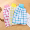 Guantes gruesos para frotar la espalda en el baño color cuadros guantes de baño al por mayor baño toalla de baño de doble cara a cuadros