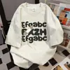 Camiseta de Manga Corta con Estampado de Letras Retro Coreana para Mujer 2025 Verano Nuevo Casual Holgado Vintage Top Ins