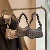 Bolsos para Mujer Nuevo Estilo Pana Pequeño Bolso de Mano con Borde Plisado para Dama Bolso de Mano Pequeño Lazo Estilo Coreano Bolso Pequeño Bolso con Cremallera