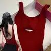 Regata Grande Estilo Coreano Puro Desejo com Costas U Abertas, Bojo Fixo e Almofadas no Peito, Adequada para Usar como Roupa Externa ou como Top Tubo Camada Base