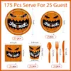 Vajilla de Halloween de Nuevo Producto Transfronteriza Fondo Naranja Calabaza Riendo Vajilla Desechable Suministros para Fiestas Platos de Papel Desechables