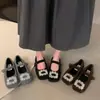Primer Encuentro Ji Zapatos Planos Mary Jane con Pedrería Francesa para Mujeres Embarazadas Zapatos Planos Tipo Frijol 2026 Nuevos de Invierno Zapatos Suaves Wanyuan Algodón