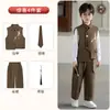 Conjunto de Colete Novo Estilo Chinês para Meninos, Estilo Verão, Bordado Chinês Tradicional Hanfu Traje Tang, Roupa de Performance Infantil para Atividades de 1º de Junho