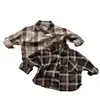 Camisa retrô estilo coreano para crianças, nova coleção de outono, camisa de manga comprida para meninos e meninas, estilo japonês e coreano, roupas infantis únicas e estilosas