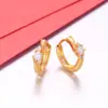 Pendientes Xuping de círculo geométrico en imitación de oro con gemas artificiales, estilo de lujo ligero europeo y americano, hechos a medida para mujeres
