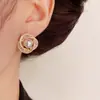 Pendientes de Circonita Micro-incrustada Estilo Lujo Ligero Huecos con Perlas Estilo Celebridad Elegantes Aretes de Flor Moda Sencilla Joyería para la Oreja
