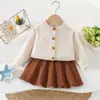 Conjunto de Suéter para Niñas para Otoño e Invierno, Nuevo Vestido de Punto con Bordado Floral, Moda Coreana Vestido Princesa Suéter para Bebés