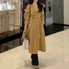 Lenço chique coreano com temperamento francês casaco longo casaco de lã feminino