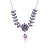 Conjunto Transfronterizo Estilo Europeo y Americano Nueva Joyería de Moda Zircón Morado Collar Pendientes Flor de Ciruelo Elegante Cadena para Clavícula para Mujeres