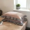 Fundas de almohada de algodón lavado clase a, algodón puro, un par de fundas de almohada grandes individuales para adultos, fundas de almohada con borde de algodón puro 48X74