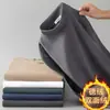 Camada Base Derong Gola Alta Meia Estação Outono e Inverno Camiseta de Manga Longa Masculina Cor Lisa Forrada com Lã Quente Veludo Dupla Face Gola Média Casaco de Outono