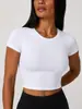 Camiseta deportiva para correr, de verano, transpirable, para mujer, para fitness, yoga, running, secado rápido, elástica, de manga corta con copa