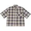 Camisa de Cuadros Corta para Hombre Yitai, Algodón Puro, Corte Holgado, de Botones, Manga Corta, Ropa Exterior de Moda Tendencia
