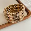Pulsera Redonda de Segunda Mano Vintage Incrustada con Diamantes, Lujo Accesible, Diseño de Pulsera Retro de Gama Alta, Joyería de Mano de Nicho