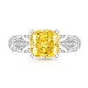 Anillo de Cubo de Azúcar Cortado Flor de Hielo de Piedra Preciosa Colorida Más Vendido en Tiktok, Diamante de Alto Carbono Súper Brillante, Anillo Chapado en Oro Real, Dropshipping de Transmisión en Vivo
