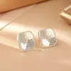 Brincos Geométricos Quadrados de Favo de Mel com Gelo Triturado Criativos, Moda de Alto Padrão, Brincos Exquisitos e Brilhantes, Acessórios Populares Europeus e Americanos
