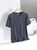 Camiseta de Gelo de Seda de Manga Curta para Homens de Comércio Exterior de Verão, Malha Colorida Sólida Tendência Solta Esportiva Secagem Rápida Tamanho Grande Gola Redonda