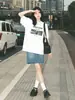 Camiseta de Manga Curta Algodão Puro Estampa de Letras Marca Tendência Estilo Retrô Americano Tamanho Plus Size, Roupa Unisex Tamanho Extra Grande Oversize para Casal