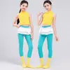 Conjunto de jazz para niñas, top sin mangas amarillo con cuello alto pequeño, leotardo de yoga y gimnasia, ropa de práctica y baile de jazz para niñas