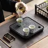 Bandeja de Chá Doméstica Imitação Wujin Conjunto de Chá Mesa de Chá Armazenamento de Água e Drenagem Mesa Seca de Imersão Bandeja Pequena Moderna de Luxo Leve