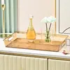 Prato de Frutas e Legumes de Luxo Leve Doméstico Prato de Frutas Transparente Xadrez Borda Dourada para Sala de Estar Cozinha Prato de Chá Bandeja Retangular Atacado