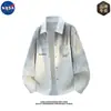 Camisa de manga longa com gola tie-dye de alta qualidade da marca NASA para homens, moda casual de outono, solta, versátil, moderna
