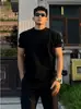 Camiseta Negra Henley de Moda Estilo Americano Transfronteriza para Hombre, Moda de Verano Manga Corta para Deporte y Fitness que Realza los Músculos