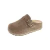 Pantuflas Cerradas de Suela Gruesa para Exteriores, que Aumentan la Altura, Mules para Personas Perezosas, Cálidas, Fáciles de Poner, Forradas de Felpa, Temporada Otoño/Invierno, para Mujer, 2026, Pantuflas de Algodón