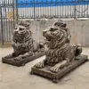 Escultura de León Cobre Fundido Talla en Piedra Unicornio de Fibra de Vidrio Pixiu Bestia Auspiciosa Alcancía León Reclinado de Latón Estilo Chino León en Cuclillas Adorno