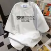 Camiseta de Manga Corta de Algodón Puro Estilo Retro Americano con Estampado de Letras Sencillo para Hombres y Mujeres, Estilo Pareja, Corte Holgado, Top Versátil Ins