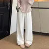 Pantalones Acolchados de Rayas Verticales Gruesos y Cálidos para Otoño e Invierno, Pierna Ancha para Mujer, Estilo Perezoso, Cintura Alta, Adelgazantes, Dos Formas de Usar, Rectos Sueltos, Casuales