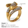 Anel Geométrico Assimétrico Estiloso Europeu e Americano Transfronteiriço de Nicho com Pedras Strass Inlaid Joias de Aço Inoxidável de Luxo Acessível Moda Ins Feminina