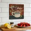 Arte de pared de metal estilo vintage para decoración de bar, letrero de hojalata, 20/30 cm, diseño de ilustración de taza de café