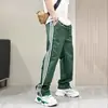 Pantalones deportivos de verano finos para hombre de marca moderna, pantalones largos a rayas, versátiles, con tres rayas, pantalones casuales rectos holgados para hombre