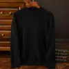 Nuevo Suéter de Lana Australiana de Cuello Redondo para Hombre de Primavera y Otoño Top Casual Camiseta Base de Color Sólido Suéter de Punto Versátil para Hombre