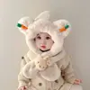 Sombrero y Bufanda de Peluche Todo en Uno para Niños para Otoño e Invierno, Sombrero con Protección para las Orejas para Niños, Conjunto Lindo de Dos Piezas de Dibujos Animados para Niñas