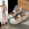 Sapatos Mary Jane para Mulheres, Sola Reta, Adequados para Saias, Novo Estilo Verão e Outono 2026, Versátil, Sola Macia, Cor Prata, Estilo Retrô Francês