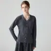 Novo Estilo Outono/Inverno 2026 Suéter de Tricô Feminino 100% Caxemira Pura Renda Francesa Decote V 7 Botões Cardigã Falso Pulôver