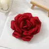 Grampo de Cabelo Flor Rosa de Cetim 10CM Adorno de Cabeça para Noiva Flor Vermelha Grande Acessórios de Cabelo para Performance de Brinde de Casamento Palco Enfeites