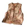 Novo colete jacquard sem mangas de dupla face para primavera e outono, top de corte solto estilo chinês, elegante e estiloso