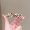 Presilha de Cabelo de Luxo com Barra Horizontal, Cristal Tcheco K9, Presilha para Rabo de Cavalo para a Parte de Trás da Cabeça, Acessório de Cabelo com Presilha de Mola