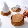Posavasos de ratán tejido vietnamita termoaislante para taza de té, posavasos redondo para mesa, posavasos para mesa de centro de escritorio, mantel individual de ratán estilo occidental, alfombrilla termoaislante