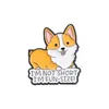 Broche com Padrão de Desenho Animado Lindo Laranja Corgi com Expressão Fofa e Letras em Inglês Acessórios de Flor Broche