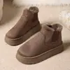Botas de nieve Chelsea para otoño e invierno, forradas de felpa, engrosadas, cálidas, con suela gruesa, botines peludos, caña elástica, versátiles botas de algodón para mujer