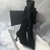 Nuevas botas de caña alta elegantes de tacón de aguja estilo coreano, de punta, elásticas, ajustadas, para otoño e invierno, botas largas por encima de la rodilla para mujer en tallas grandes