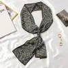 Bufanda de Seda Primavera y Otoño Pequeña Larga Estilo Occidental Moda Doble Capa para Mujer Estilo Coreano Versátil Decorativa Bufanda para Traje Corbata Bolso Cinturón