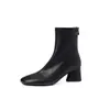 Botas elásticas super elásticas femininas emagrecedoras de cano curto novas para outono e inverno bico redondo zíper grosso salto grosso botas elásticas femininas para tornozelo tamanho 42