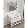 Mueble de baño de aluminio de pie con lavabo integrado, para apartamentos pequeños y balcones sencillos, con lavabo de cerámica integrado.